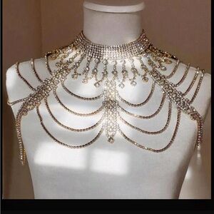 Elegant Gold and Silver diamonds Choker Necklace